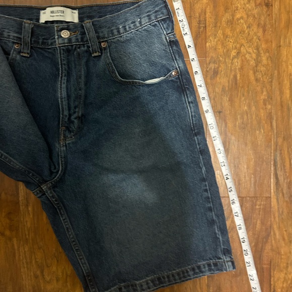 Hollister Dark Wash Super Baggy Denim Shorts Knee-Length Zipper Pockets Jorts - Picture 13 of 14